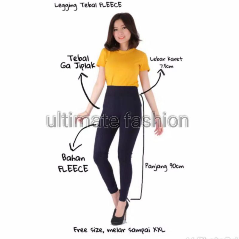 Celana Legging Tebal Fleece Premium / Import / Legging Polos Tebal / Fashion Wanita