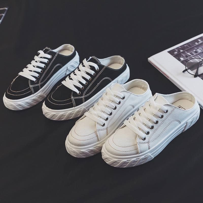 SEPATU SNEAKERS WANITA IMPORT TALI SLIP ON KANVAS SFS379