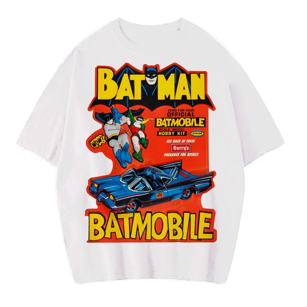 KAOS OVERSIZE BATMAN BATMOBILE VINTAGE TEE ( WHITE T-SHIRT)
