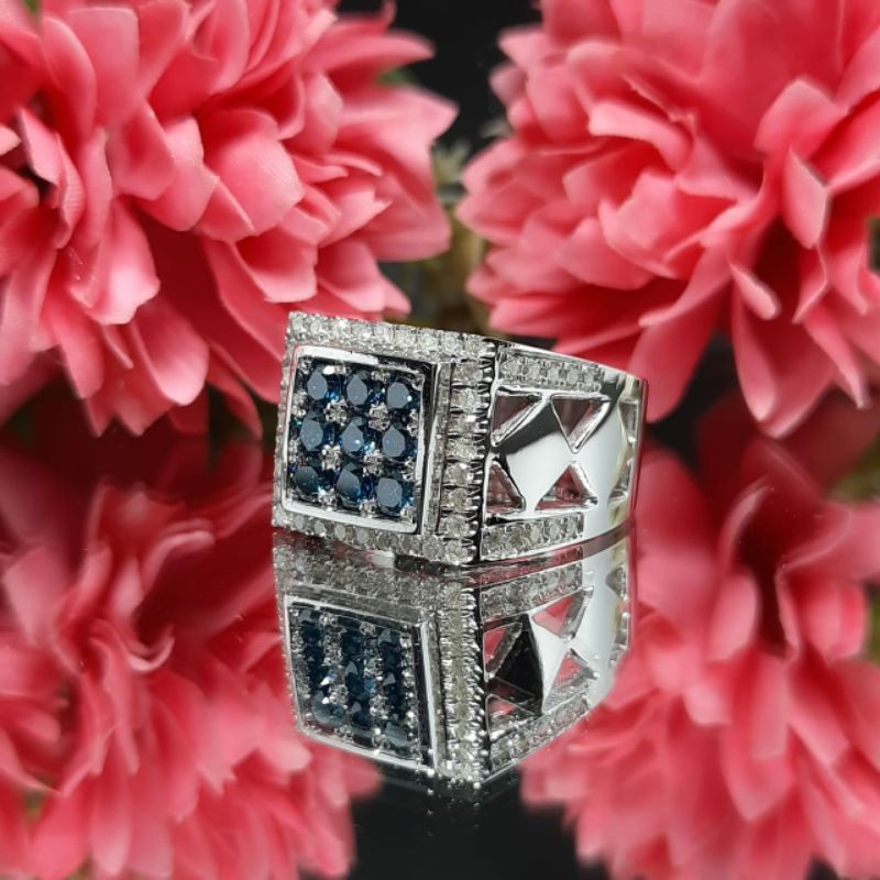 Promo Cincin perak laki laki berlian biru