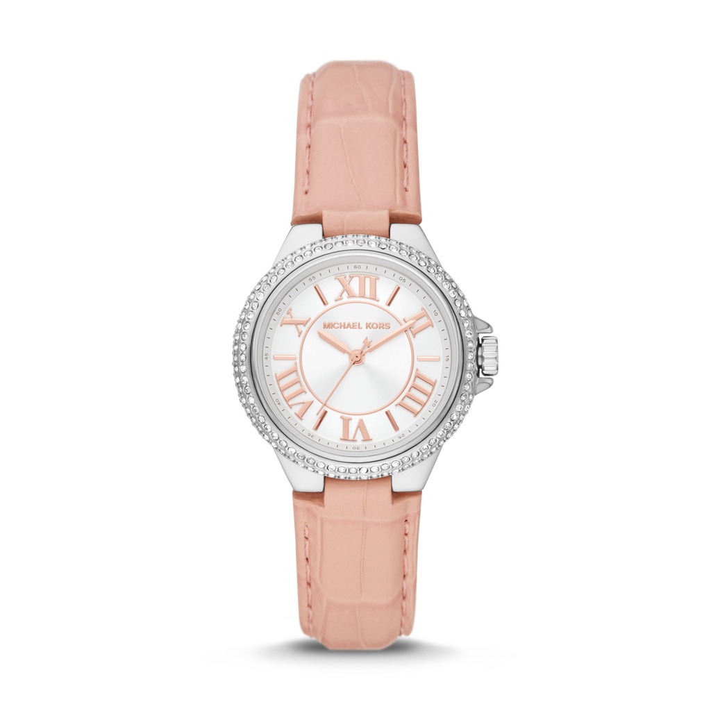 Michael Kors Mini Camille Pavé Pink Leather Jam Wanita - MK2963