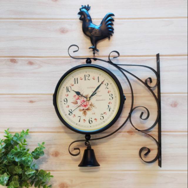 Jam klasik vintage 2 sisi model jago hitam