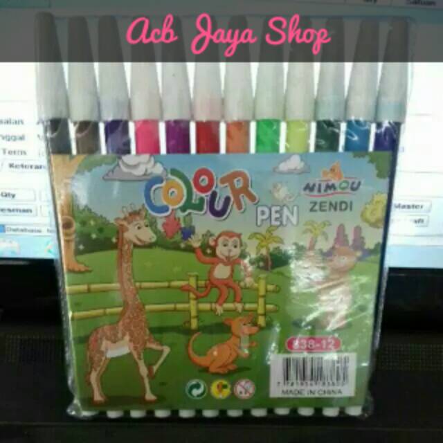 

Spidol 12 warna 838 Colour Pen Zendi Murah (Acb Berkah Stationery)