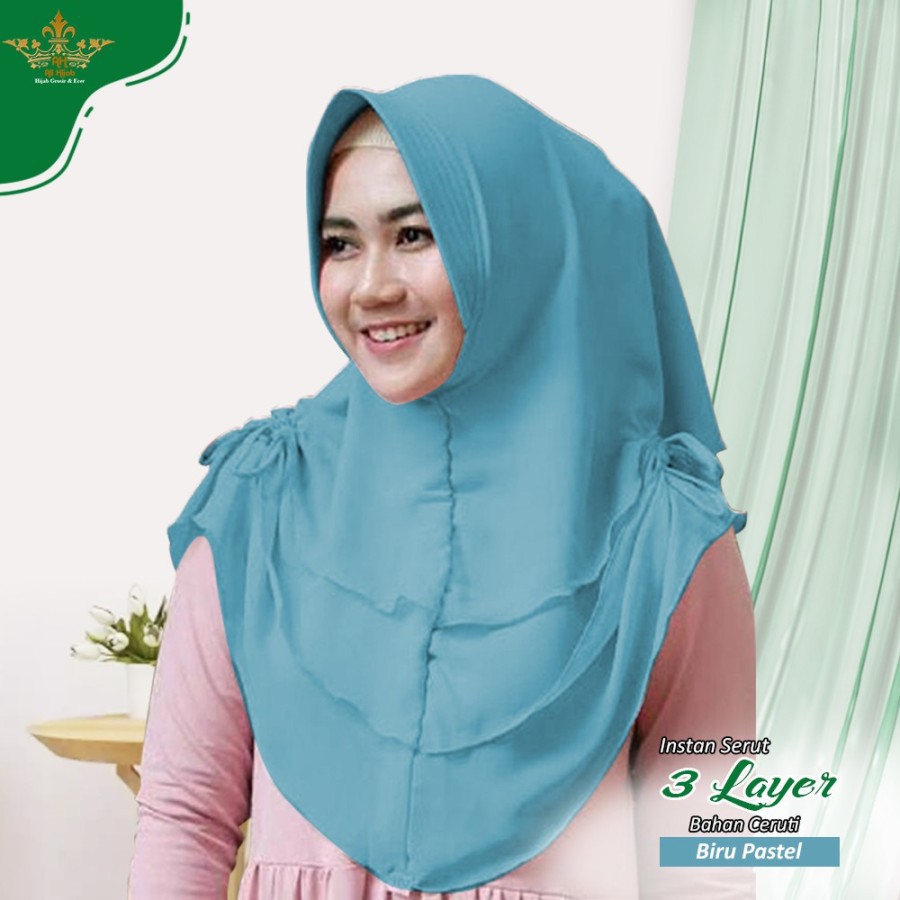 HIJAB INSTAN SERUT 3 LAYER Q2 BERGO INSTAN CERUTY JILBAB KEKINIAN KERUDUNG INSTAN 3 LAYER BERGO