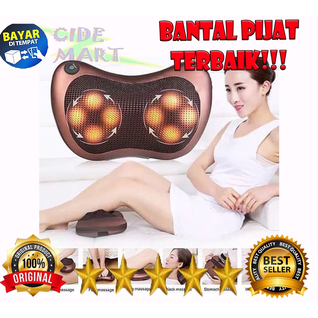 BANTAL PIJAT MASSAGE PILLOW Portable Car and Home Bantal Pijat Elektrik Shiatsu Dengan 8 Bola