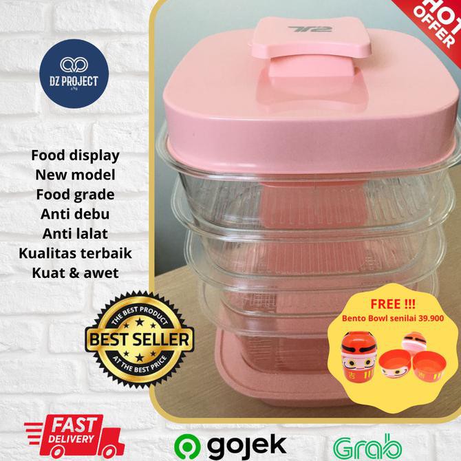 Food Storage Modern 6 layer Tudung Saji Rak Makanan Susun VIRAL - Merah Muda