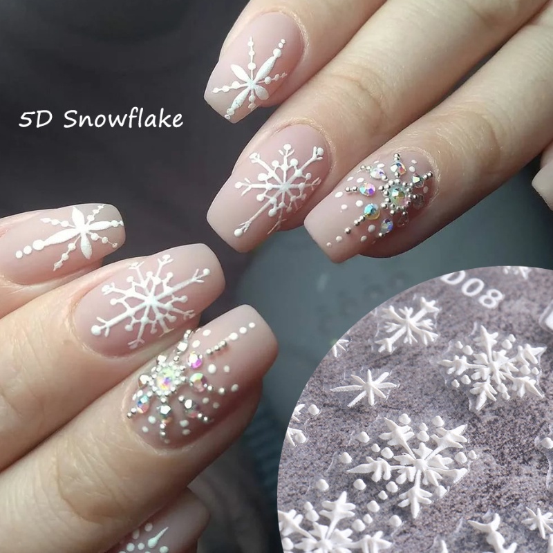 [ 1Pc 5D Winter Snowflower Nails Sticker  Art Decorations Nail Makeup Tools for Girls ]