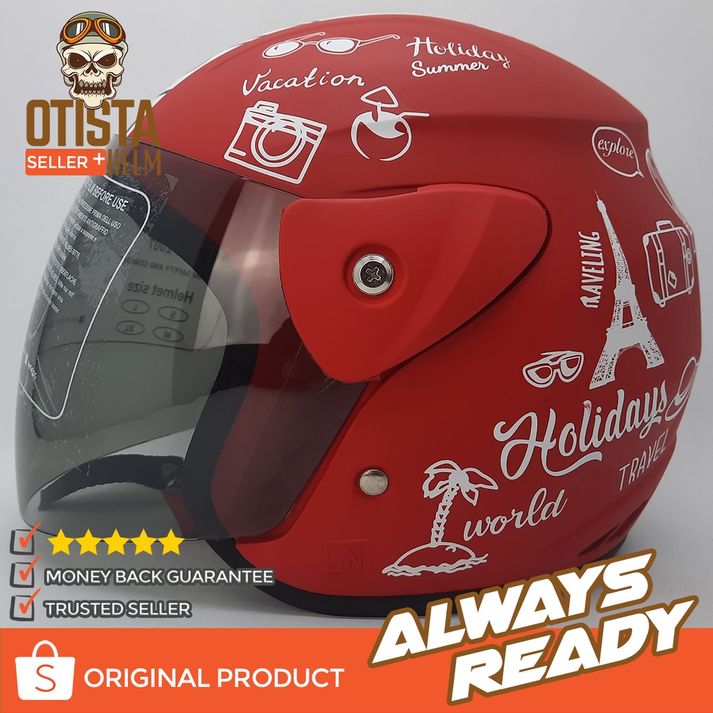 Helm Murah Half Face Gm Evolution Bnh Traveling Red Doff All Size L