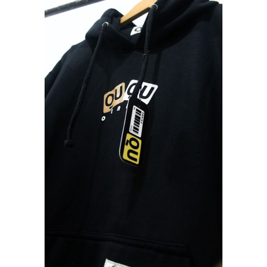 Hoodie oversize unisex original OENIQU Motif QUQU BLACK