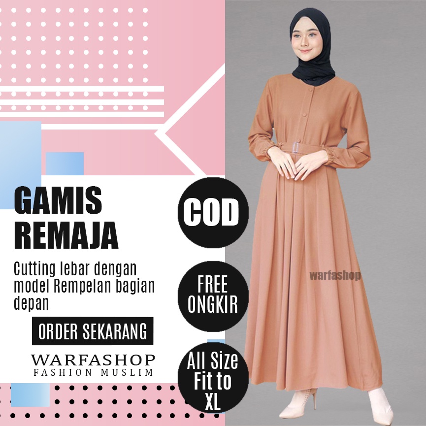 Gamis Wanita Remaja Terbaru 2021 Kekinian Murah Polos Warna Mocca Bahan Moscrepe Grade A - All Size 