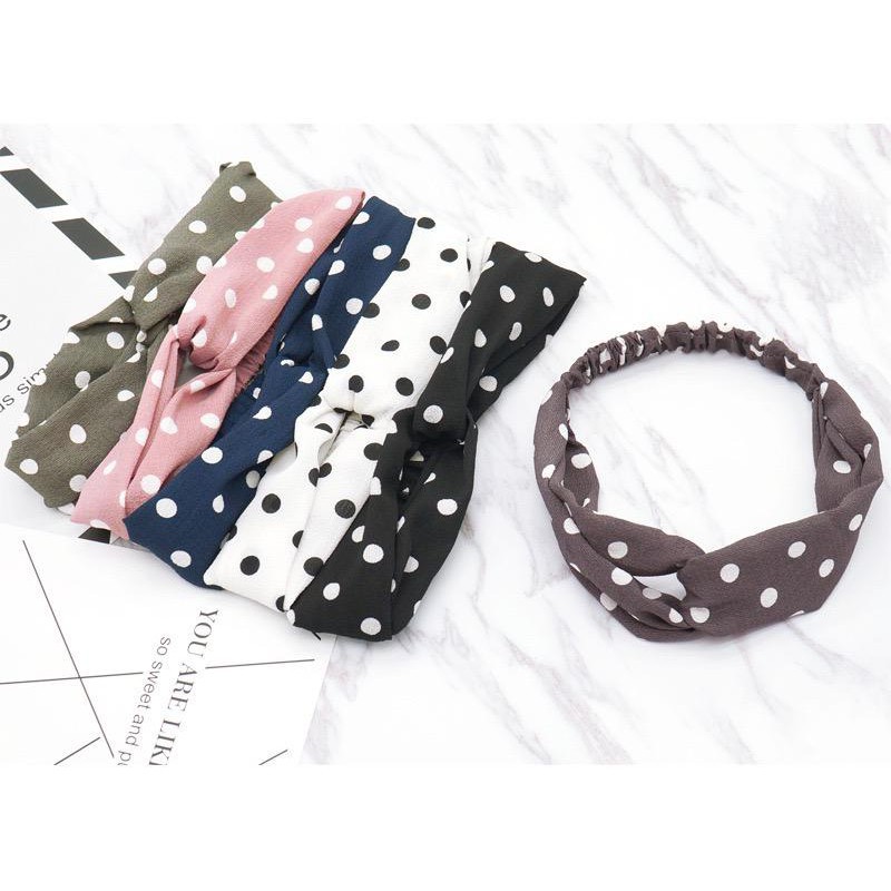 DF VZ041 Premium Bandana Simpul Twist Elastis Ala Korea Bando Motif Kain Bando Wanita Motif Import