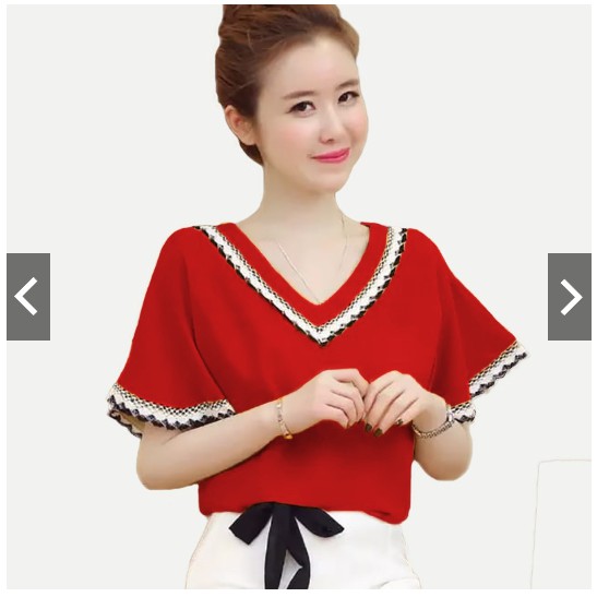 Fifi fashion Blus Lengan Pendek Wanita Gaya Korea Cantik Gaby