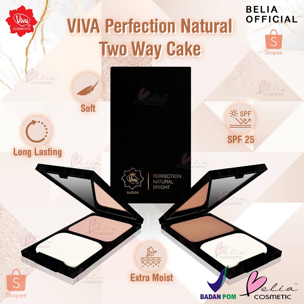 ❤ BELIA ❤ VIVA Perfection Natural Bright Two Way Cake SPF 25 | With UVA &amp; UVB | Bedak Padat | Bedak VIVA | BPOM