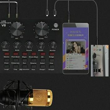 ♞ Soundcard V8 Mixer Bluetooth - SoundCard V8 Audio USB External ➪