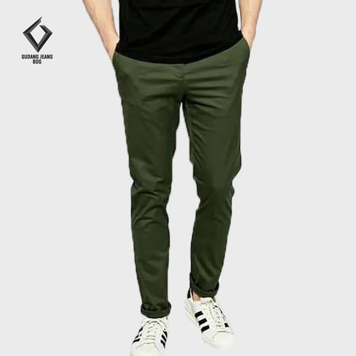 Celana Chino Panjang Hijau Army - Celana Chino Panjang Pria