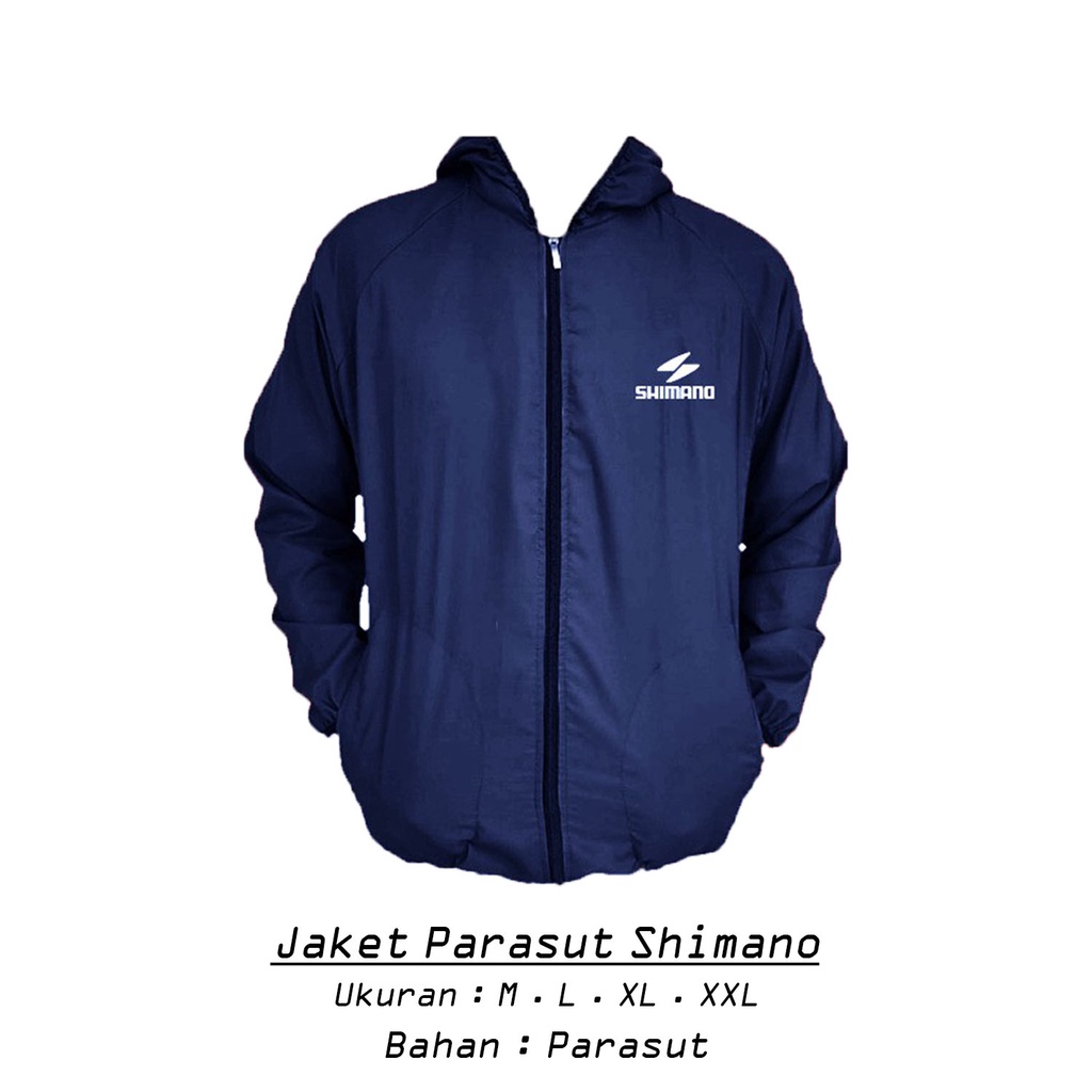 Jaket Parasut Shimano Waterproof Jaket Sauna Parasut Olahraga Running Jogging Mancing Pria Wanita-Navy