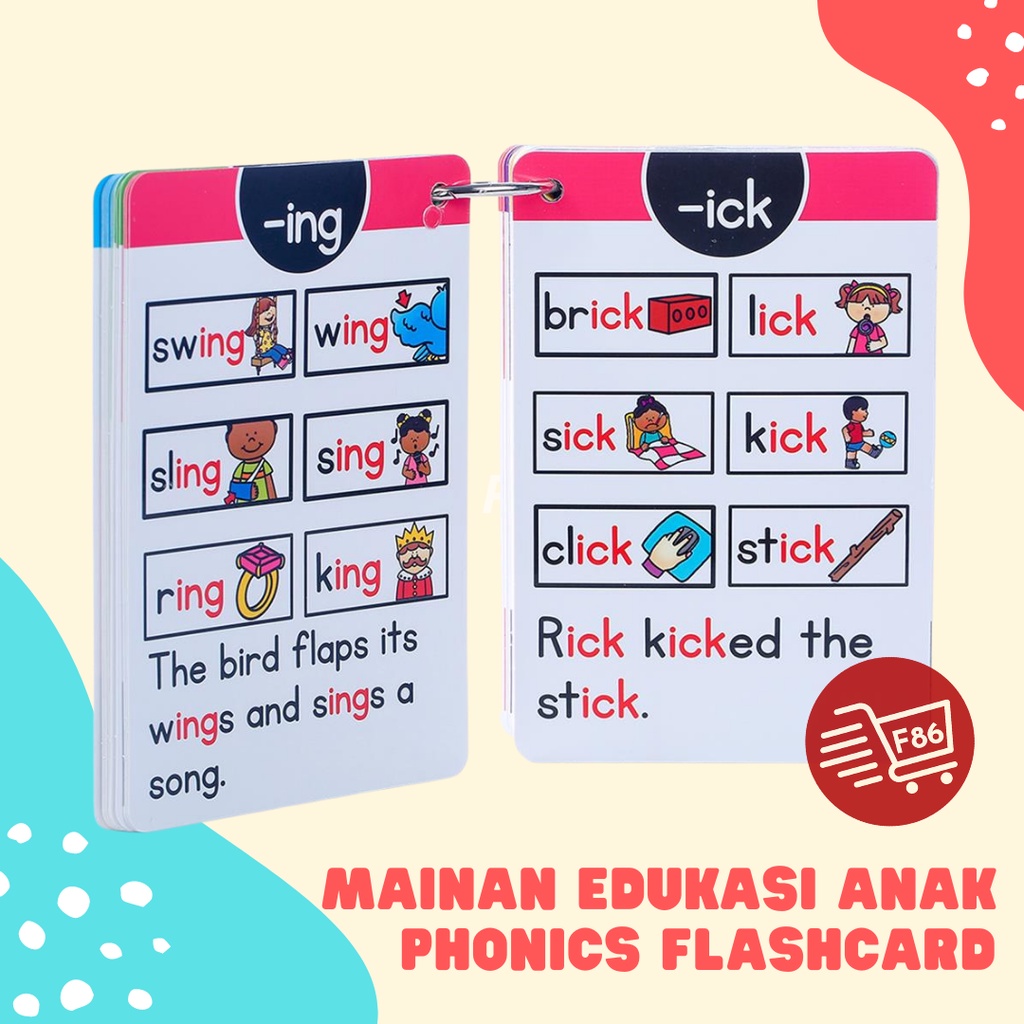 F86 [READY STOK JAKARTA] I CAN READ flashcard/ belajar membaca bahasa inggris / phonic book - 67PCS Early Learning 15 SET