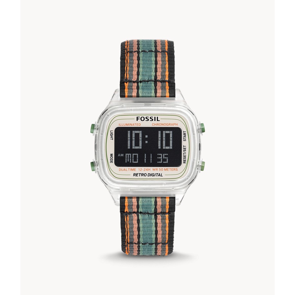 Fossil Digital Retro Square Dial Multi Plastic Jam Pria FS5895