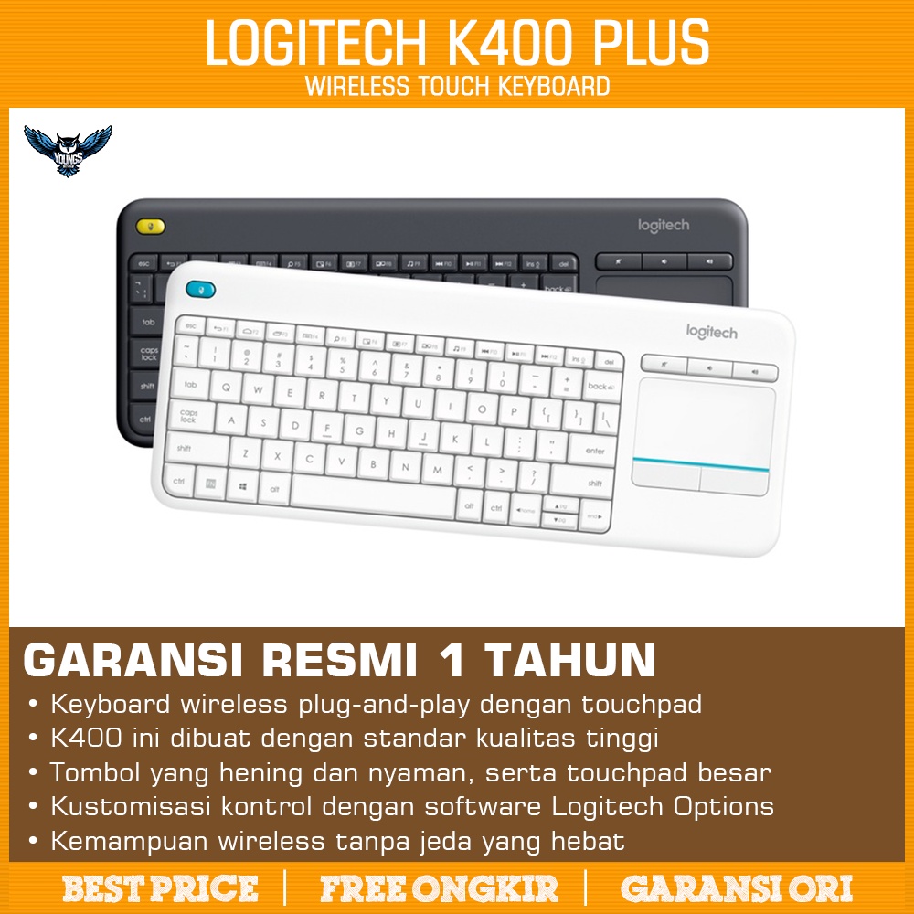 Logitech K400 Plus Wireless Touch Keyboard Touchpad For PC &amp; Smart TV