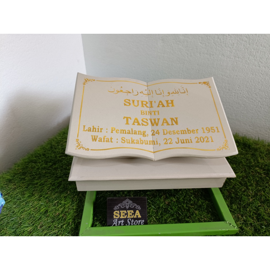 BATU NISAN MAKAM KUBURAN MODEL BUKU DUDUKAN FULL GRANIT TILE + PACKING KAYU