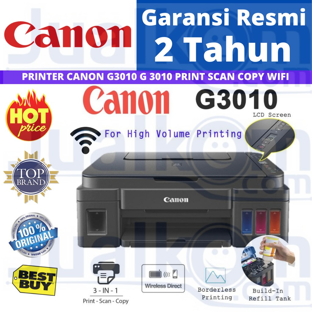 Canon PIXMA G3010 Print Scan Copy Wifi G 3010 All In One G-3010 Infus Wireless Printer