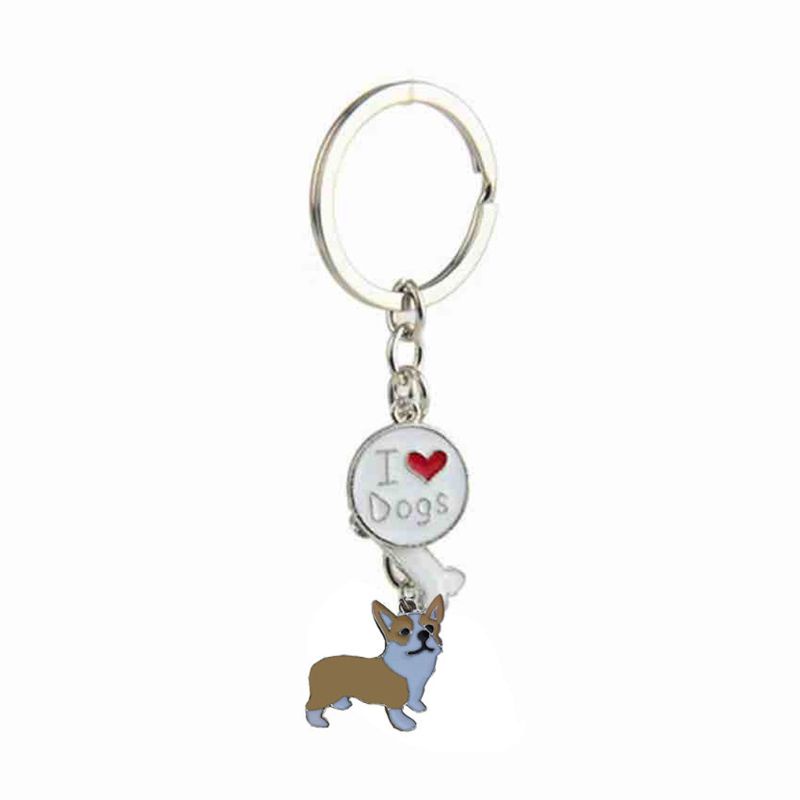 SIY  I Love My Dog Lovers Corgi Husky Bulldog Pet Puppy Pendant Key Chain Jewelry