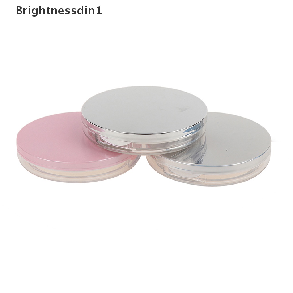 (Brightnessdin1) Botol Kosong Portable Dengan Kaca + Puff Untuk Tempat Kosmetik