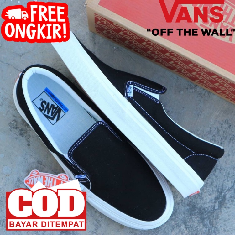 SEPATU VANS SLIP ON OG CHECKERBOARD | SEPATU PREMIUM - Black, White SEPATU SANTAI VANS SLIP ON SEPATU SELOP