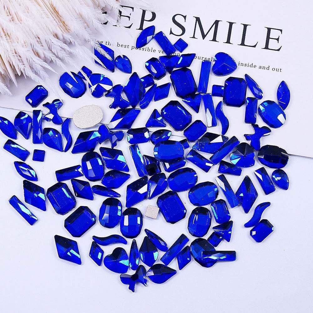 AUGUSTINA Agustina Kuku Tidak Teratur Rhinestones Mix Bentuk Akrilik Manikur Permata Batu 3D Nail Art Aksesoris Kuku Putaran Pesona