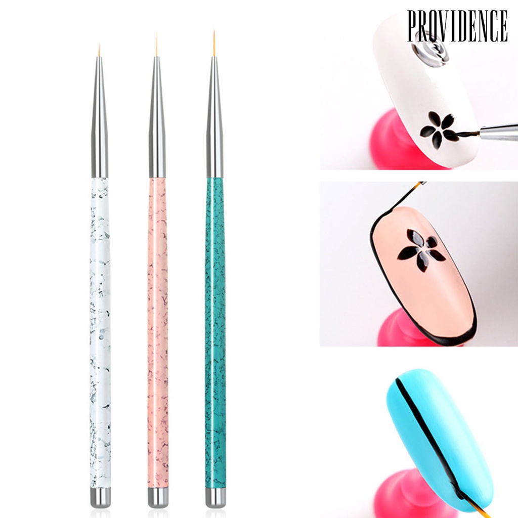 Providence 3Pcs Nail Pens Multifunctional Easy to Use Plastic Nail Art Drawing Liners for Salon