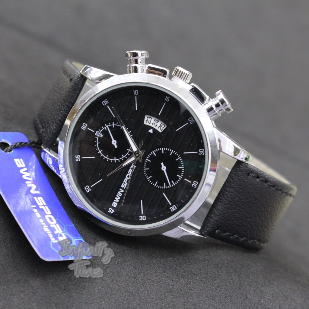 Jam Tangan Cowok Awin Bwin Sport B816 Analog Tanggal Aktif Strap Leather Kualitas Original, Untuk Mo