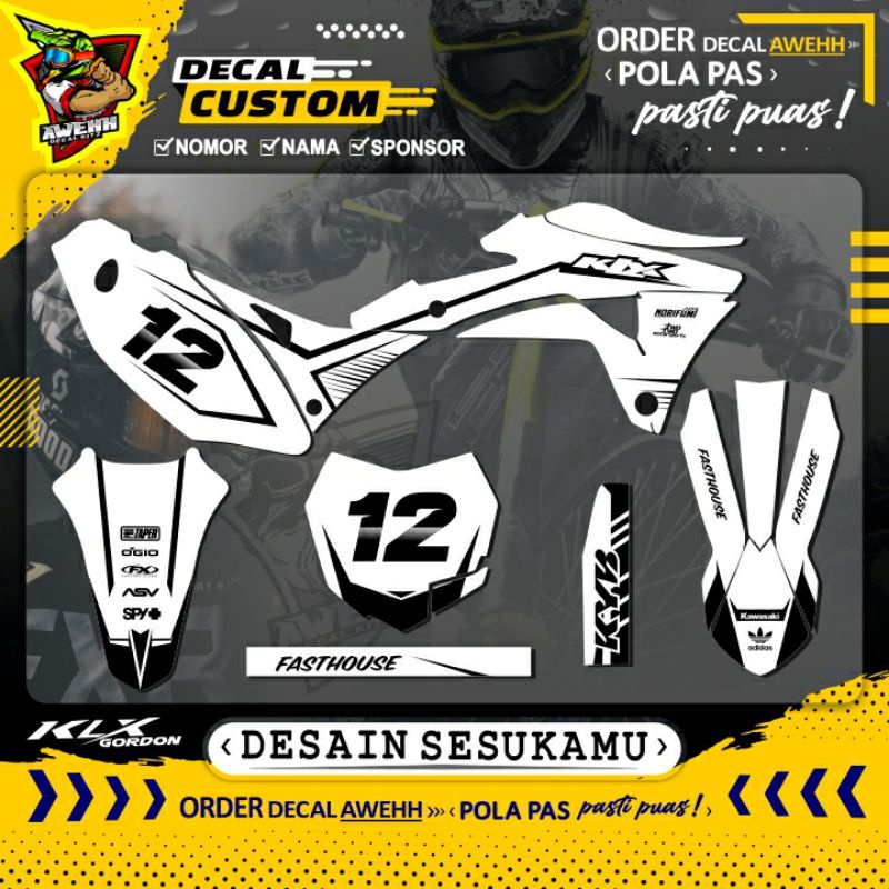 DECAL STIKER KLX GORDON - KLX OLD - KLX DTRACKER PUTIH SIMPLE