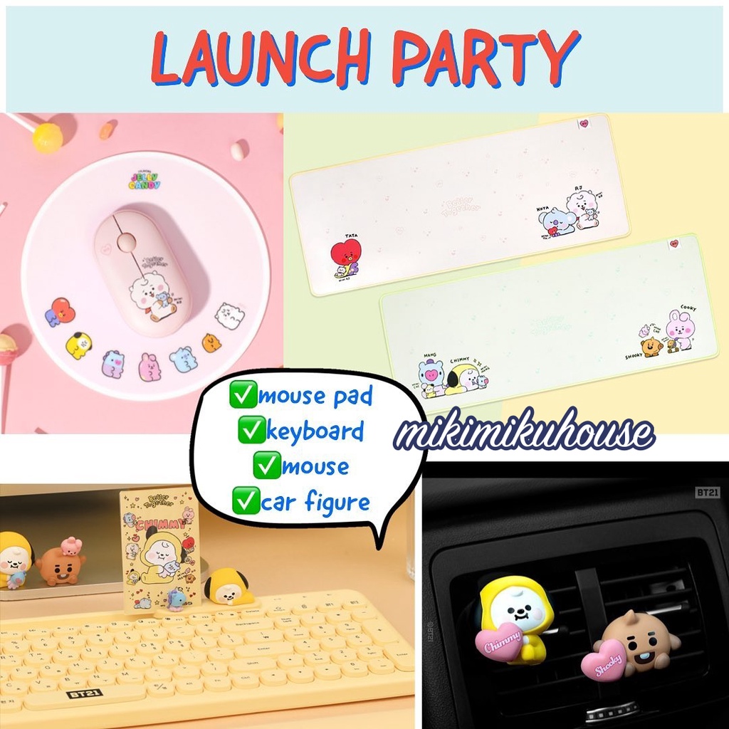NEW 2021 BT21 KEYBOARD / MOUSE / LONG PAD ROYCHE CUSHION OFFICIAL WRIST REST MOUSEPAD MONITOR KOREA 