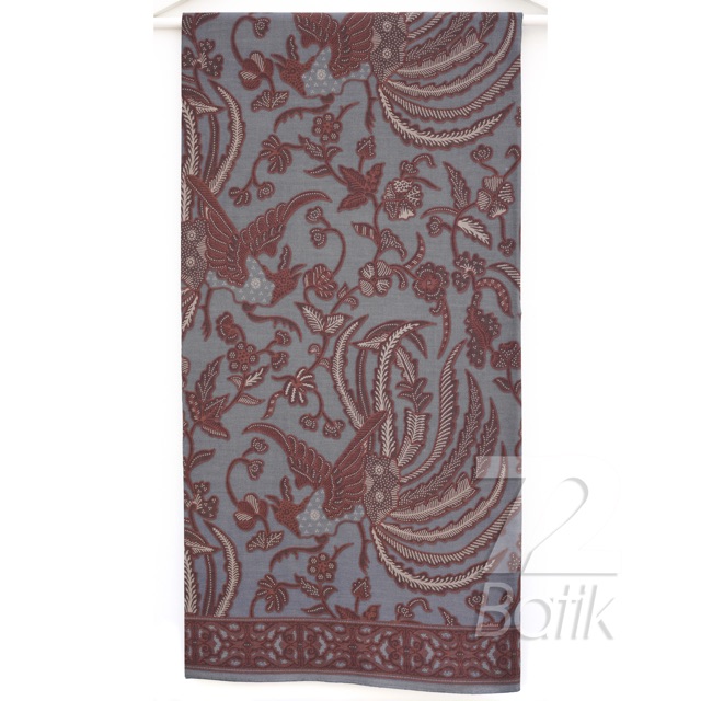 KAIN BATIK KATUN Premium Motif Burung Phoenix Warna Abu Abu Grey Gray 727092 Cap 72 Jarik Jarit Samping Kebat Panjang Batik Katun Modern Premium Bahan Seragam Batik Pernikahan Kantor Keluarga Murah Kamen Jadi Batik Bali Lembaran