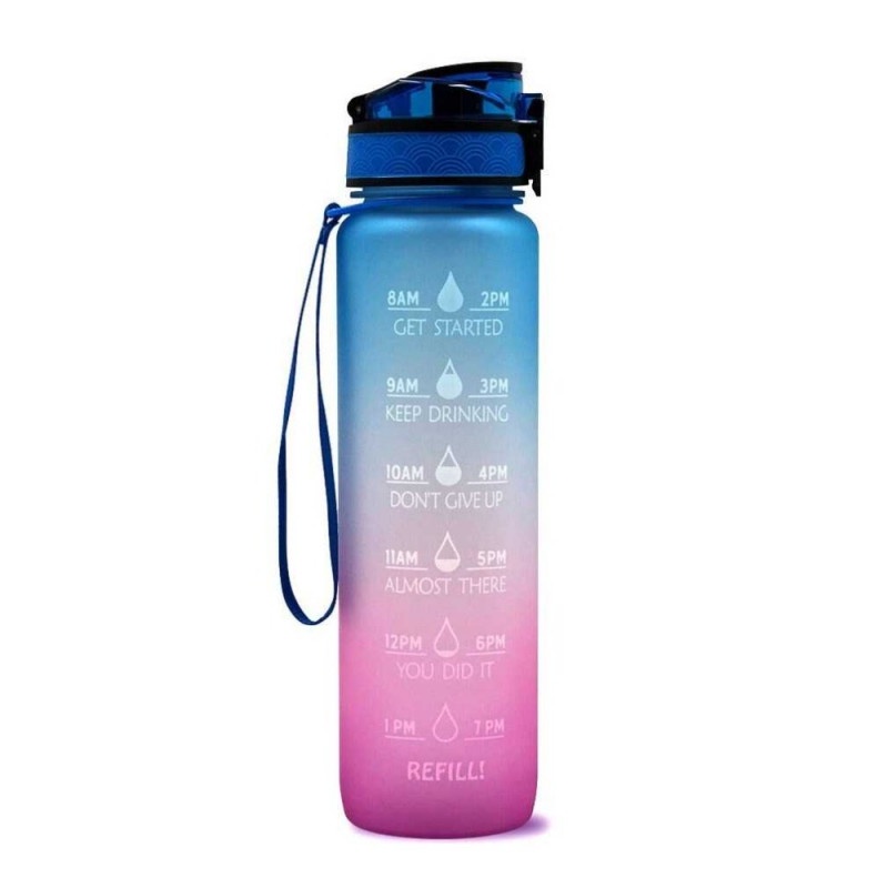 Botol Minum Tabung 1000ml Leakproof Frosted BPA Free Anti Tumpah