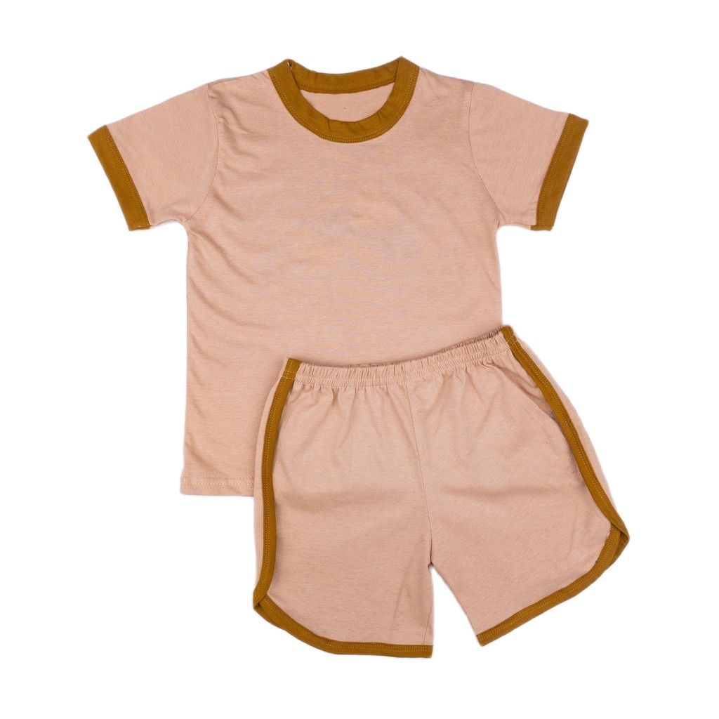 ZASKIYA - Set Ringer Tee Earth Tone Series / Setelan Anak Katun 0-5 Thn / Playset / Basic Tee Hotpants