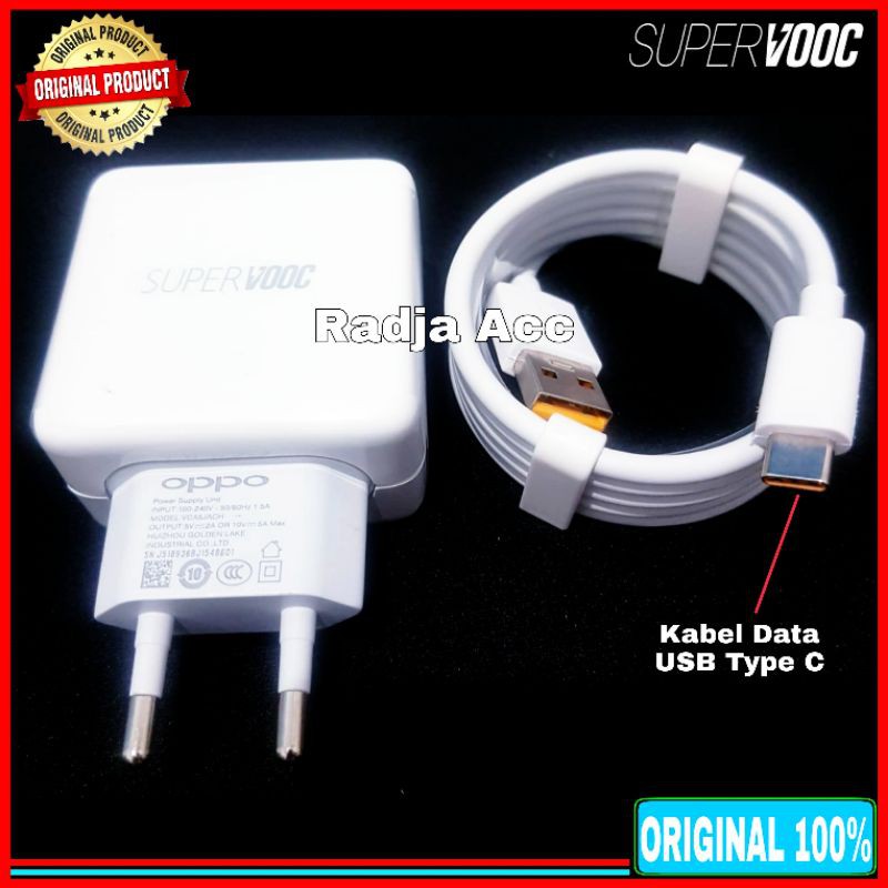 Charger Realme X Realme XT Original 100% Super Vooc 10V-5A USB Type C