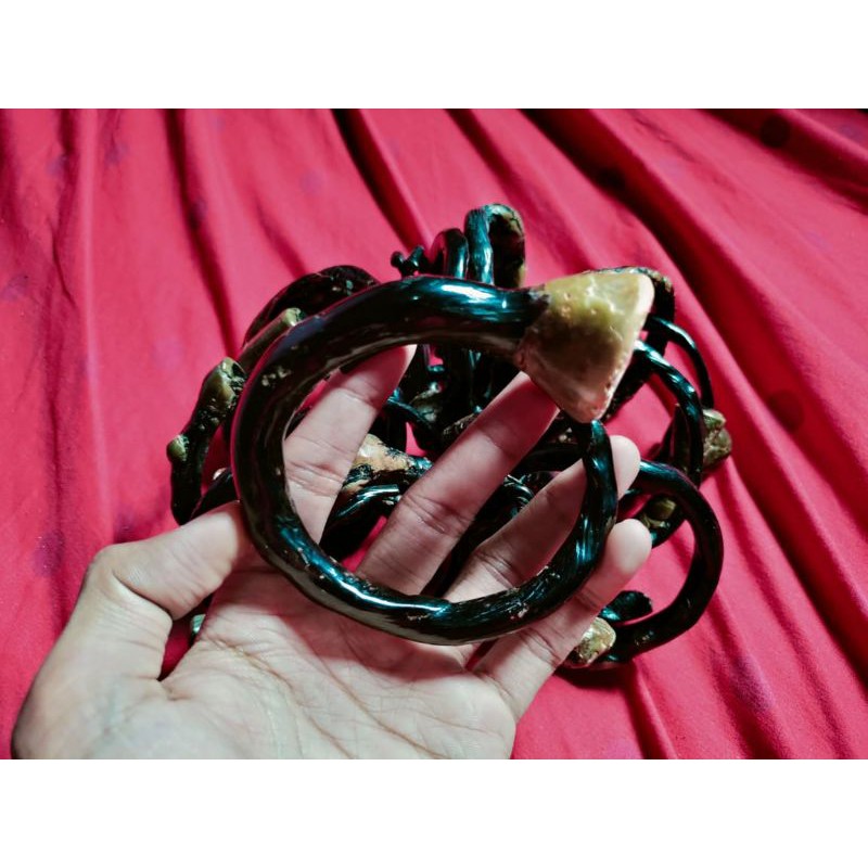 gelang akar bahar polos hitam bonggol jumbo