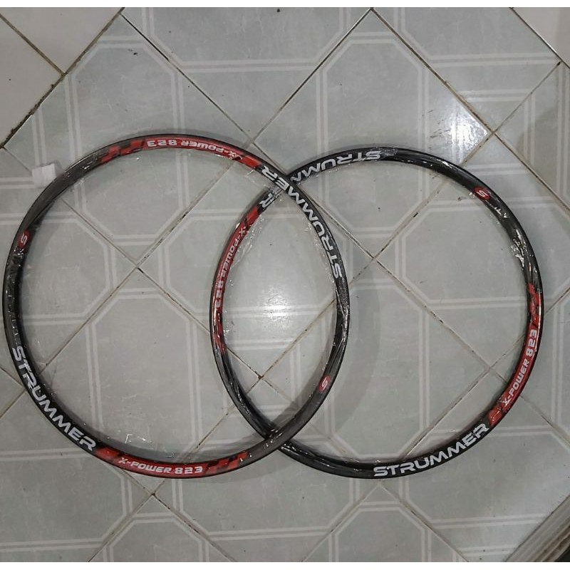 VELG 27.5 STRUMMER X-POWER 823 32 HOLE VELG STRUMMER VELG DOUBLE WALL RIMS SEPEDA BLACK RED