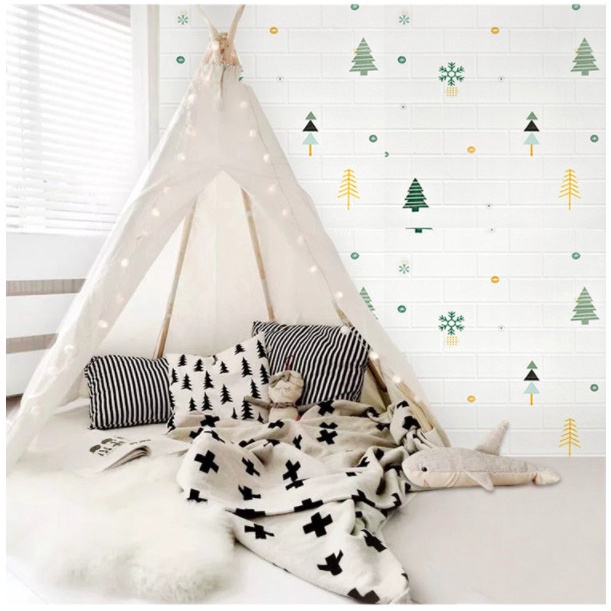 Wallpaper Foam 3D Stiker Dinding Dekorasi Minimalis Rumah Motif Lucu Ukuran 70 x 77 cm-3