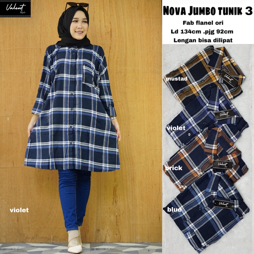 NOVA JUMBO TUNIK 3 - TUNIC FLANEL KOTAK-KOTAK BESAR