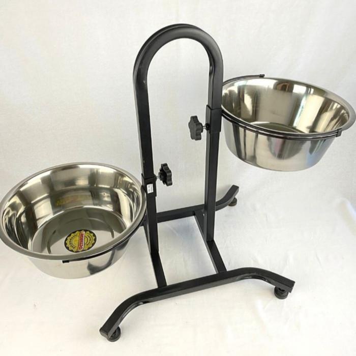 Feeding Tempat Makanan Octagon Stainless Double Stand 28Cm