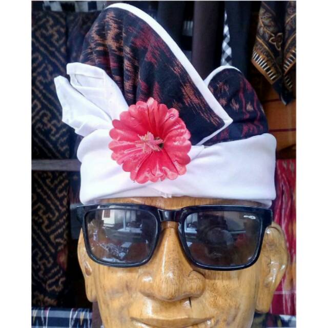 Udeng putih ajeg bali tepi endek full