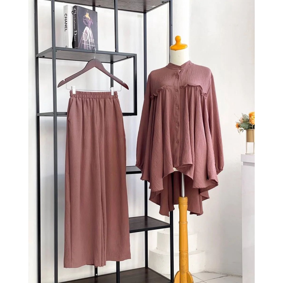 atasan wanita/baju wanita Set Crinkle - Baju One Set Wanita Terbaru/ pakaian setelan