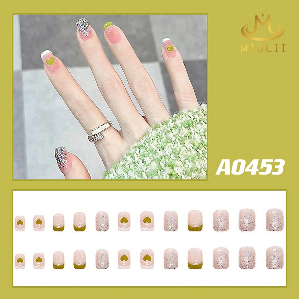 MIULII / KUKU PALSU  A0453  / 24PCS / 3D / NAIL ART / PREMIUM / CUTE / BIRU / FREE LEM JELLY / KUTEK