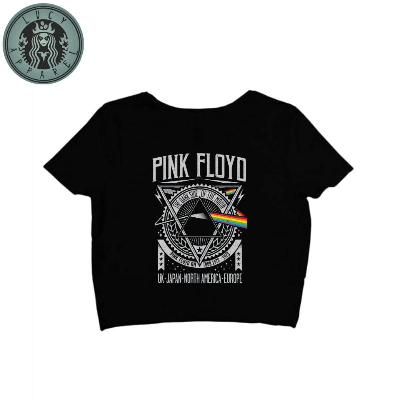 CROP TEE PINK FLOYD LOGO | KAOS CROP TOP VINTAGE PINK FLOYD LOGO OVERSIZE HITAM WANITA | CROPTEE WOM