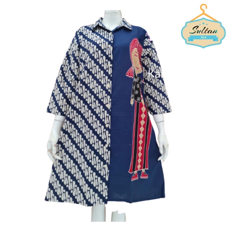 Tunik Nagita Kancing Busui Friendly Batik Parang Motif Karakter Tejo Soloan