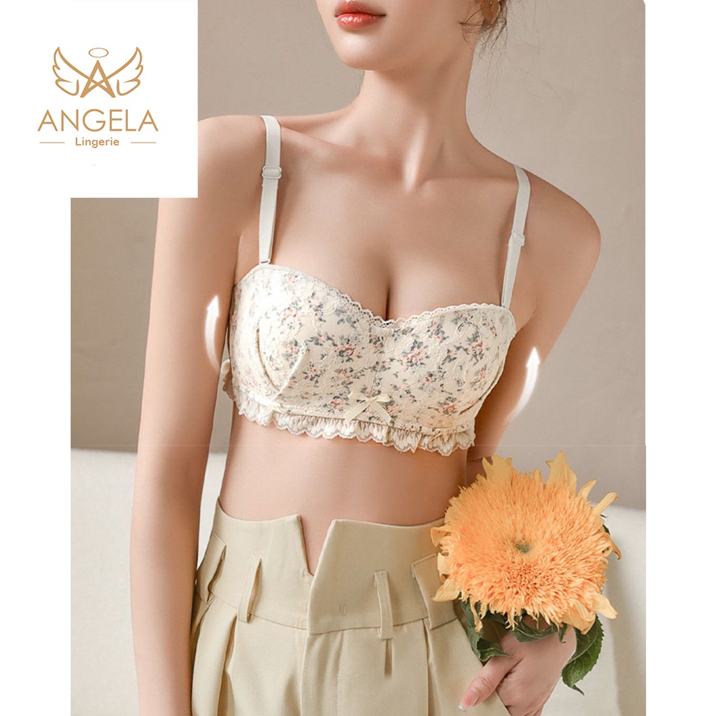 ANGELA PREMIUM JAPAN Bra BH Push Up Set Tanpa Kawat Celana Dalam Wanita Bikini Sport Beha Lingerie Korea Fashion Bralette Remaja Perempuan Sexy Pakaian Dalam COD Renang Motif Cewek Pita Bunga Murah Mischa Jumbo