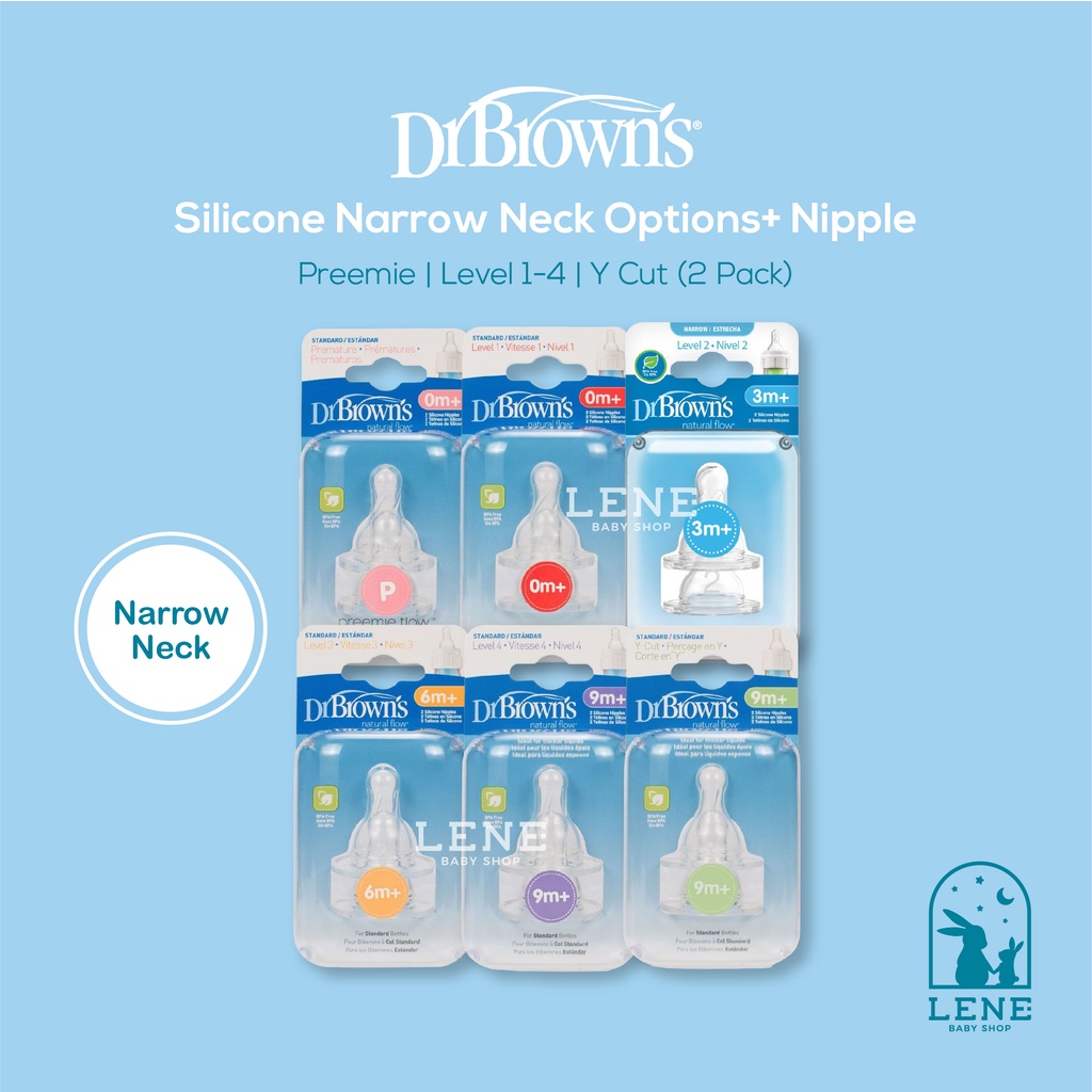 Dr. Brown's Silicone Narrow Neck Options+ Nipple - 2-Pack / Dot Botol DrBrown