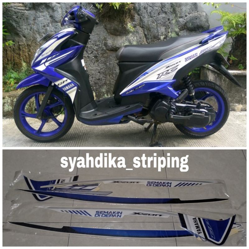 STIKER STRIPING LIS BODY YAMAHA XEON RC GP 125 2013 2014 BIRU PUTIH ORIGINAL